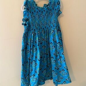 French Connection Youth Girls Cotton Smocked Ruffleneck Lined Dress size 7 8